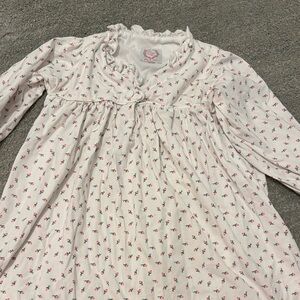 Cecile and Lou White and Pink Nightgown Pajamas with Ruffle Detail